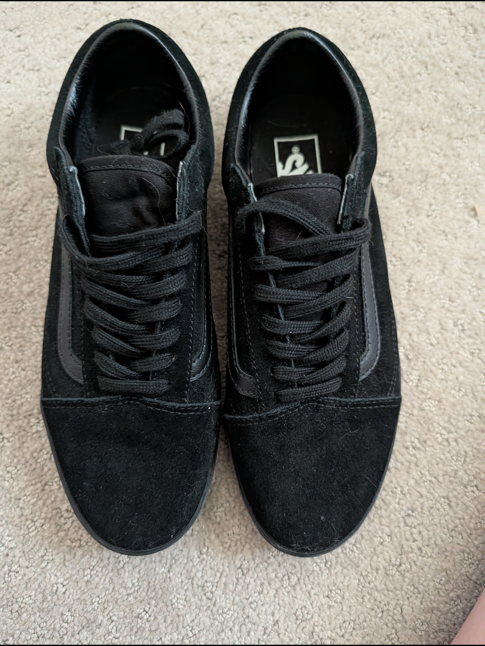 Unisex Vans All Black Suede Low-Top Casual Sneakers M6/W8.5